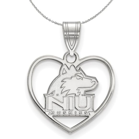 Sterling Silver Northern Illinois U. Heart Necklace - 16 Inch - Picture 1 of 7